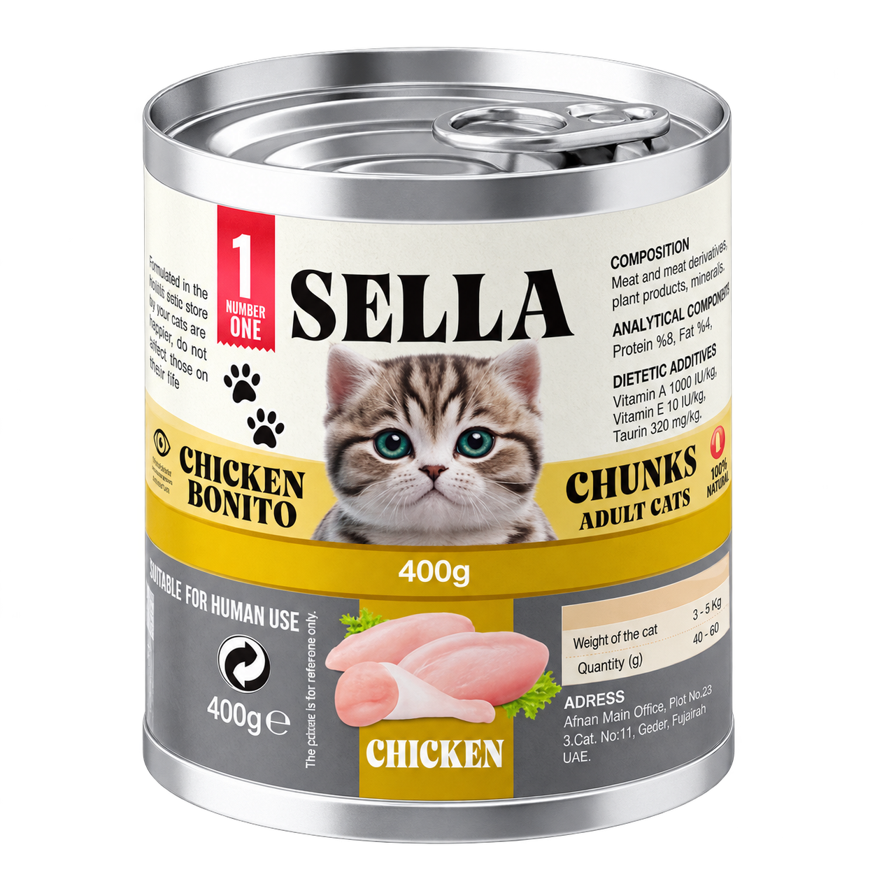 SELLA Chicken Bonito wet food for adult cats