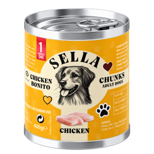 SELLA Chicken Bonito Chunks in Gravy – Adult Dogs – 12 × 400g