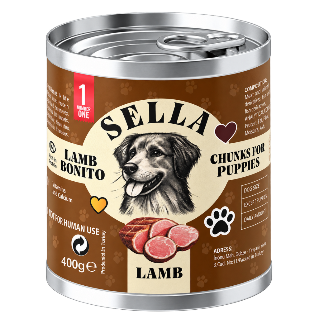 SELLA Lamb Bonito Chunks in Gravy – Puppies – 12 × 400g