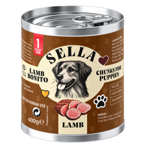 SELLA Lamb Bonito Chunks in Gravy – Puppies – 12 × 400g